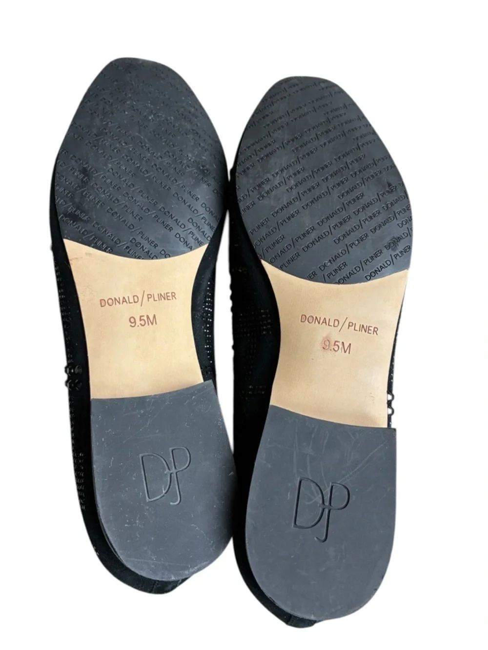 Donald Pliner LIBBISP Crystal Grid  Loafers Black Suede Slip On 9.5